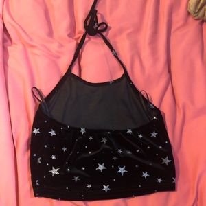 Star black halter crop top